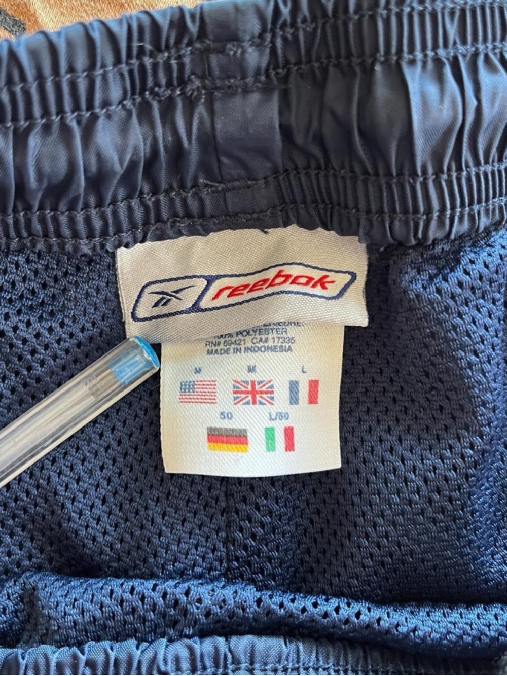 Reebok Men's Navy Blue and Silver Track Pants - Picture 2 of 5